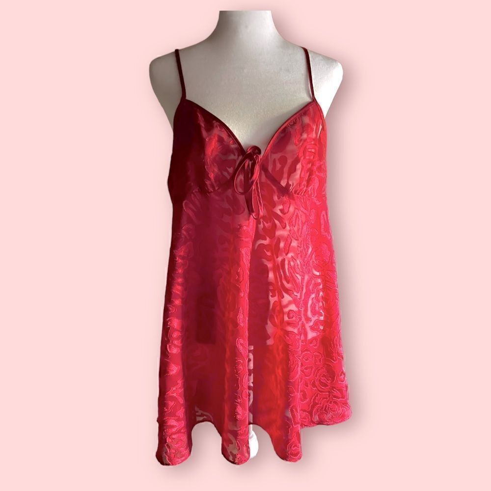 Gillian & O’Malley l Red Babydoll Nightie l L l EUC